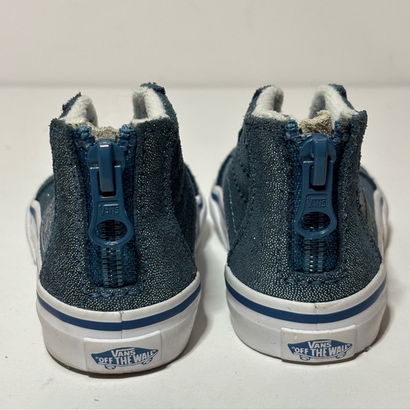 VANS Harry Potter Sk8-Hi Zip Sz 4 Toddler Hogwarts Metallic Blue High Top Shoes - Picture 6 of 9